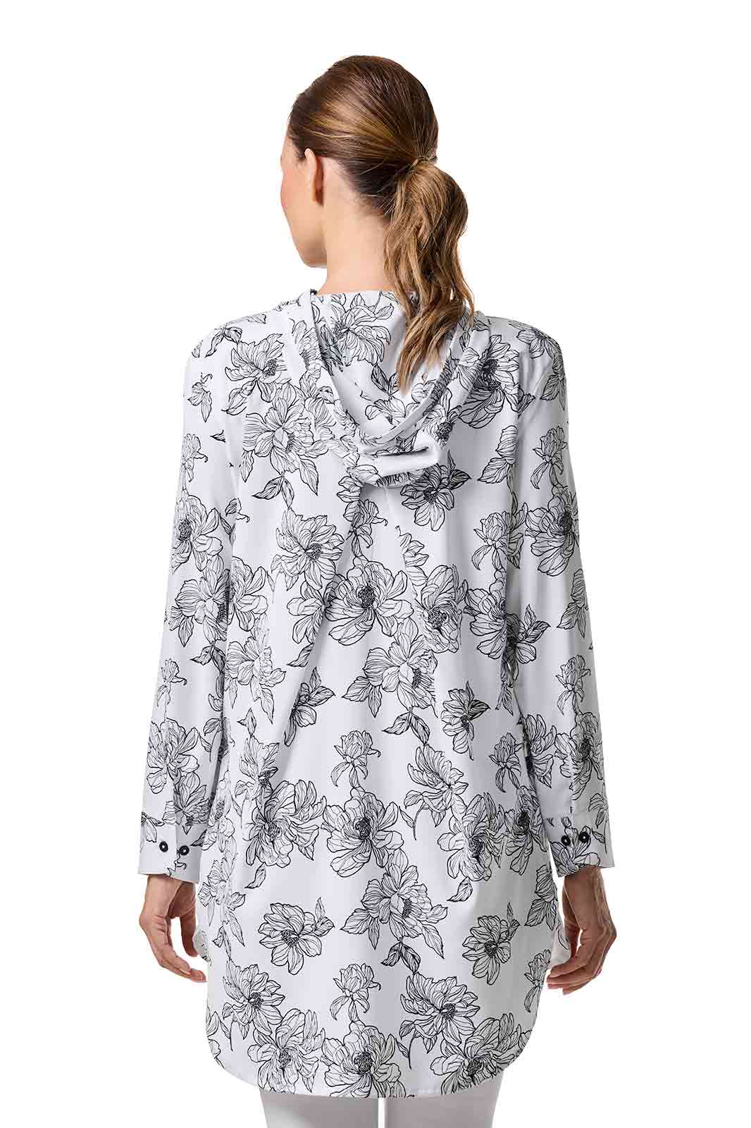 Women's Palma Aire Beach Long Sleeve Shirt | White/Black Perfect Peony - Image 5
