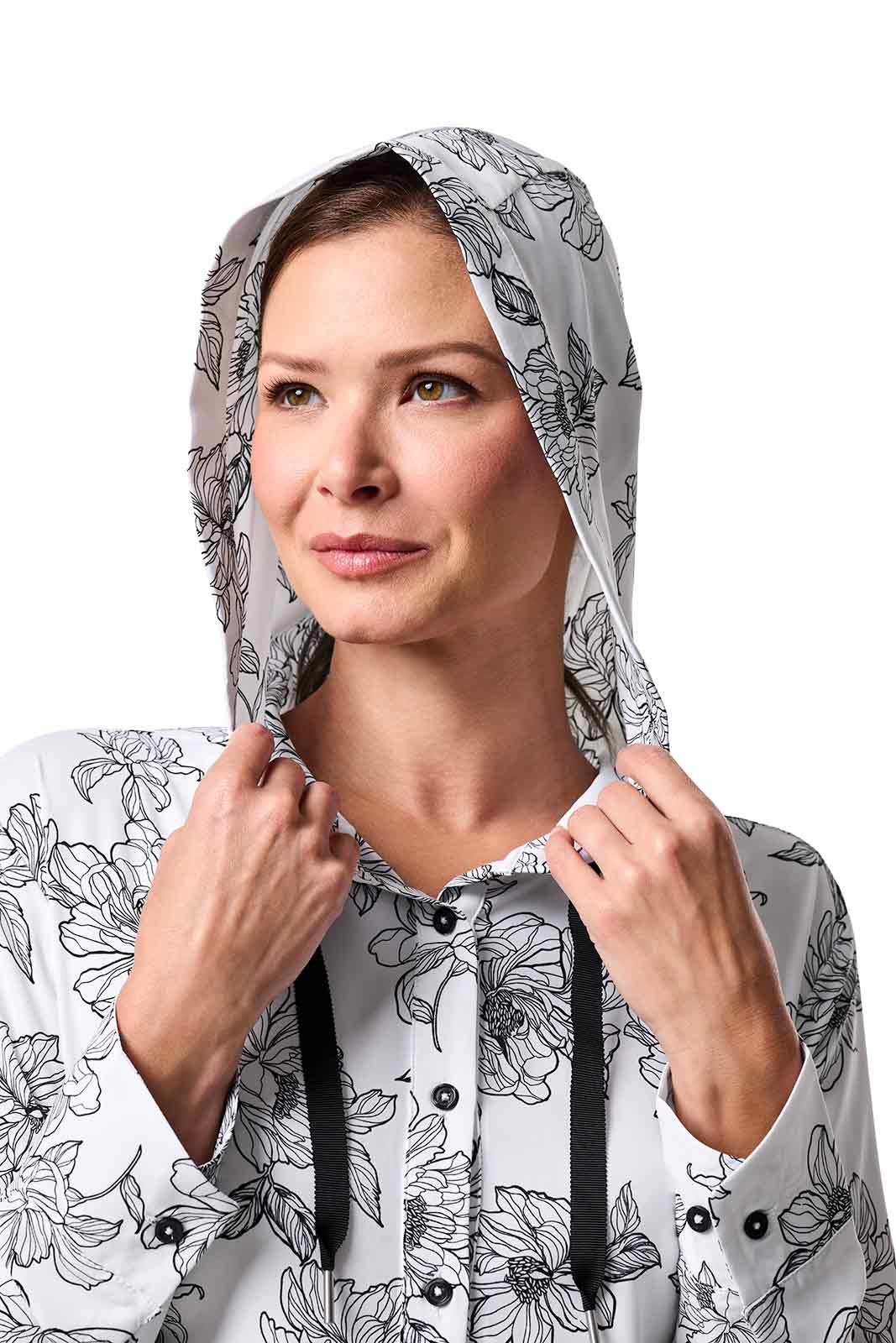 Women's Palma Aire Beach Long Sleeve Shirt | White/Black Perfect Peony - Image 7