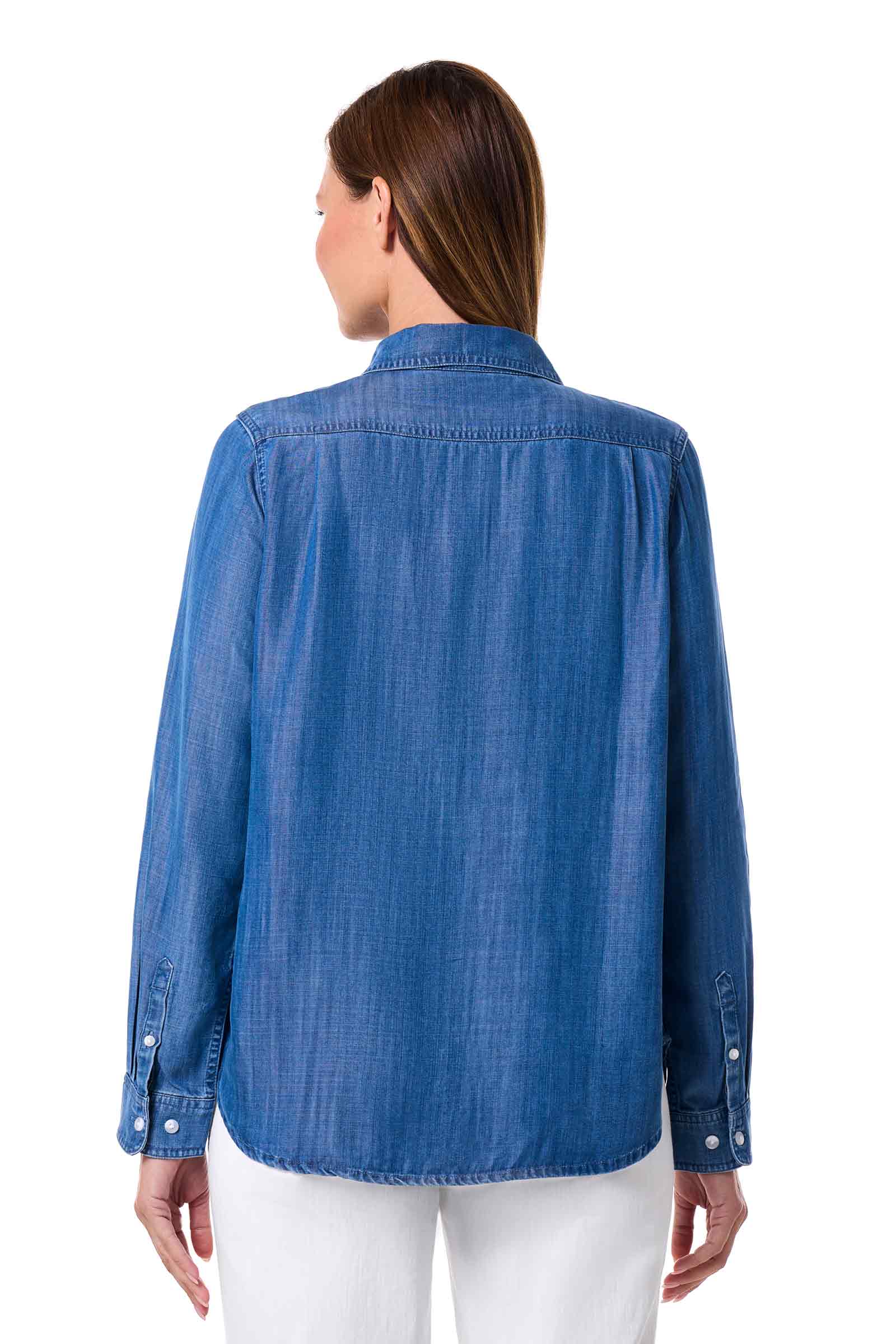 Women's Peninsula Chambray Long Sleeve Shirt | Light Indigo Chambray - Image 4