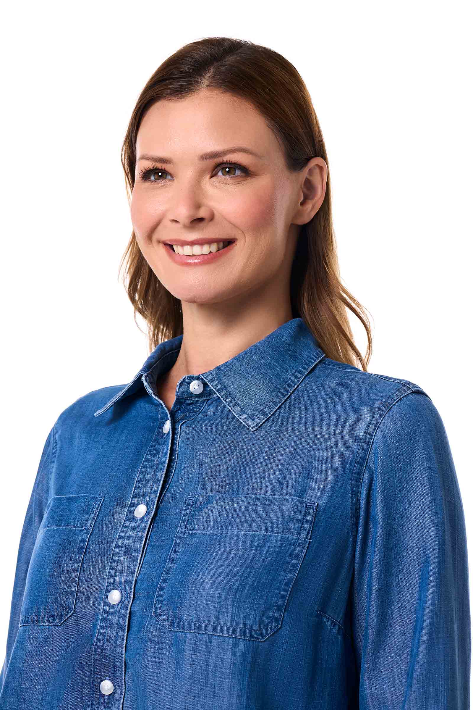Women's Peninsula Chambray Long Sleeve Shirt | Light Indigo Chambray - Image 5