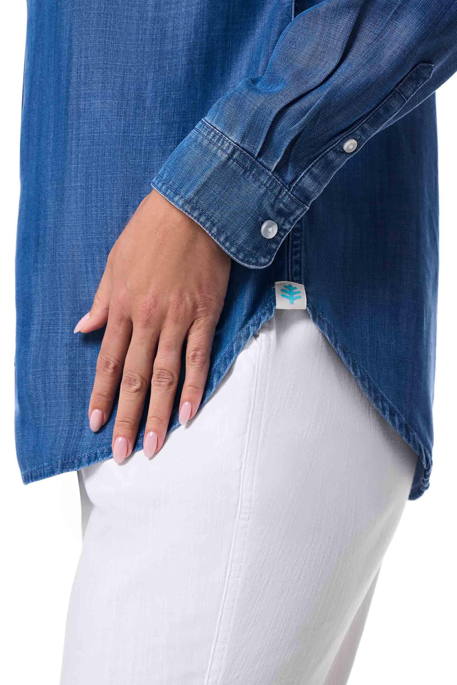 Women's Peninsula Chambray Long Sleeve Shirt | Light Indigo Chambray - Image 6