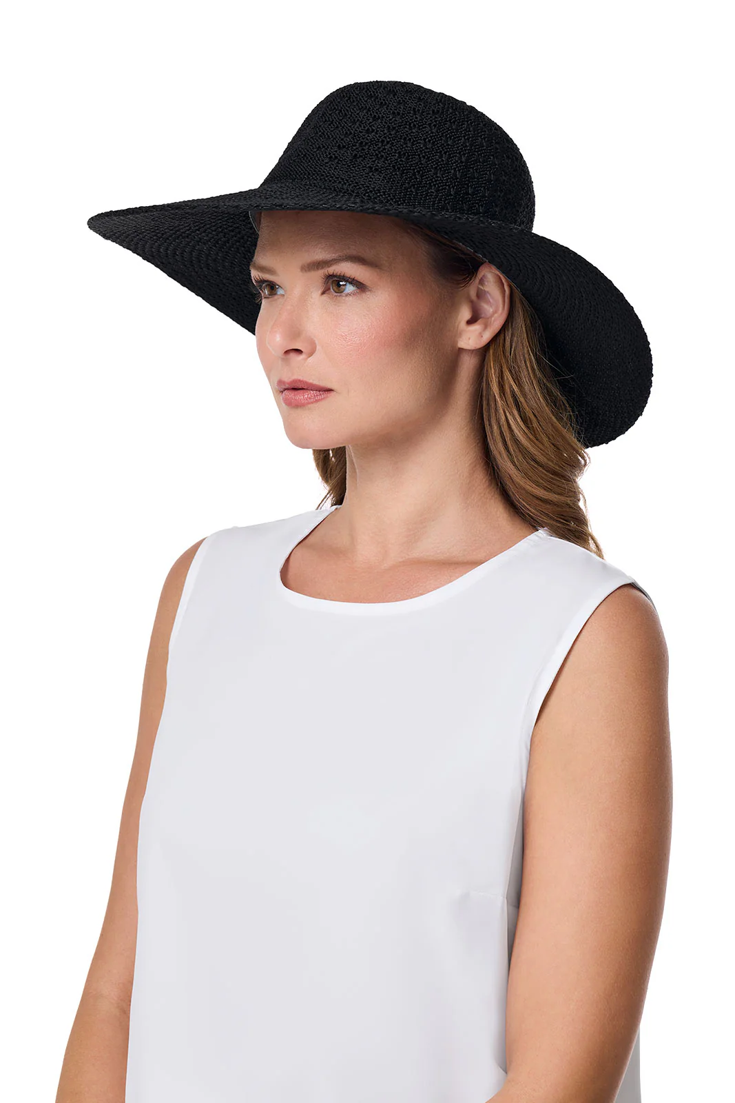 Perla Packable Wide Brim Hat | Black - Image 3