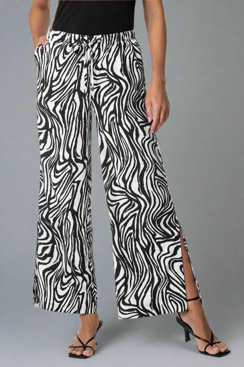 Women's Petra Wide Leg Pant | Black/White Running Zebra - Image 3