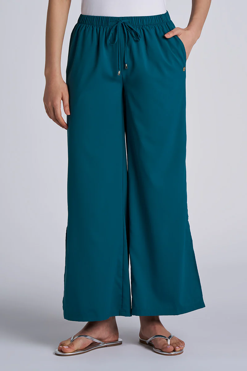 Women's Wide Leg Pants with Side Slits| Regular Parent - Image 17