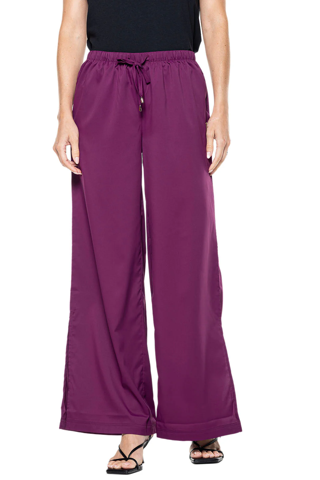 Women's Wide Leg Pants with Side Slits| Regular Parent - Image 19