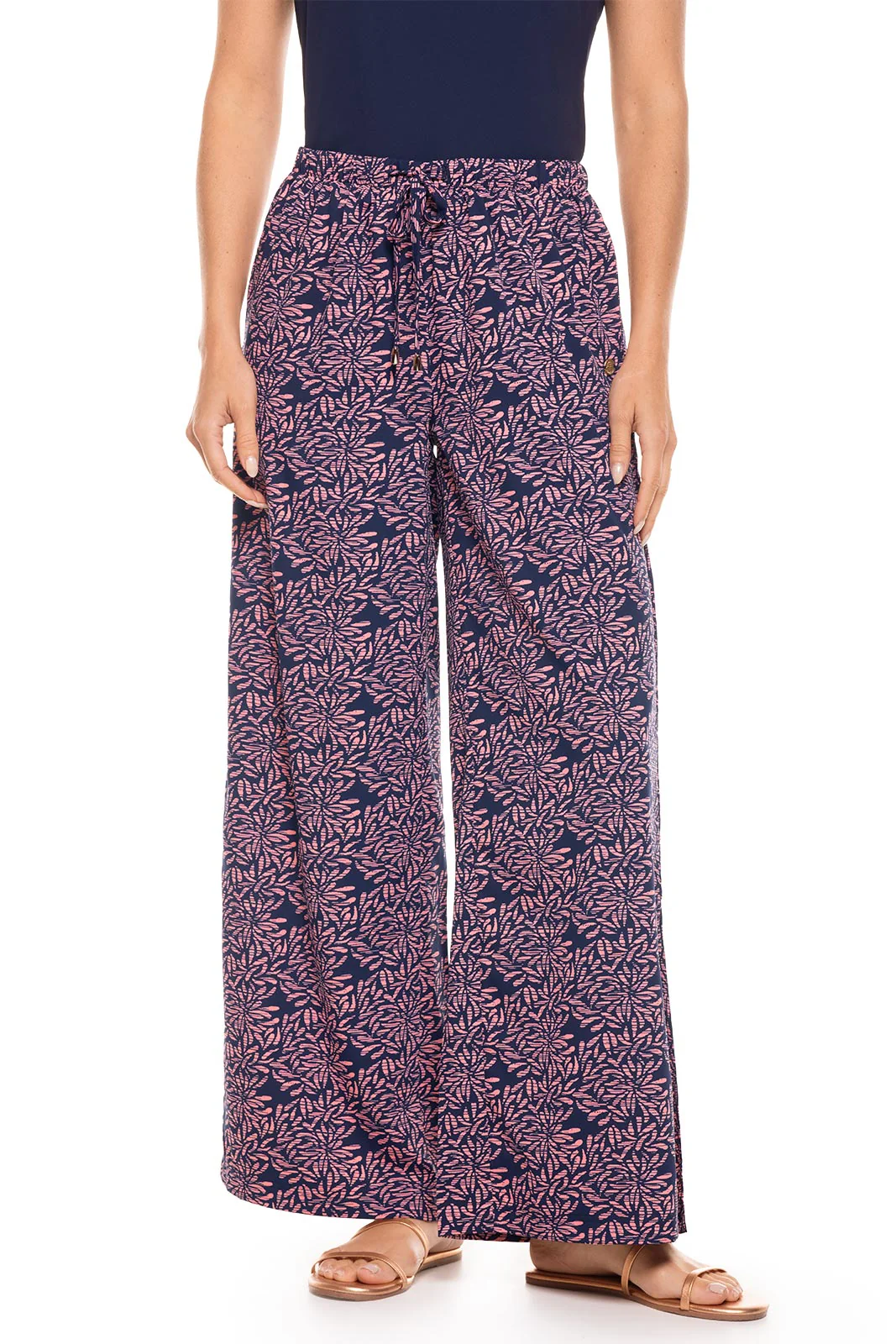 Women's Wide Leg Pants with Side Slits| Regular Parent - Image 28