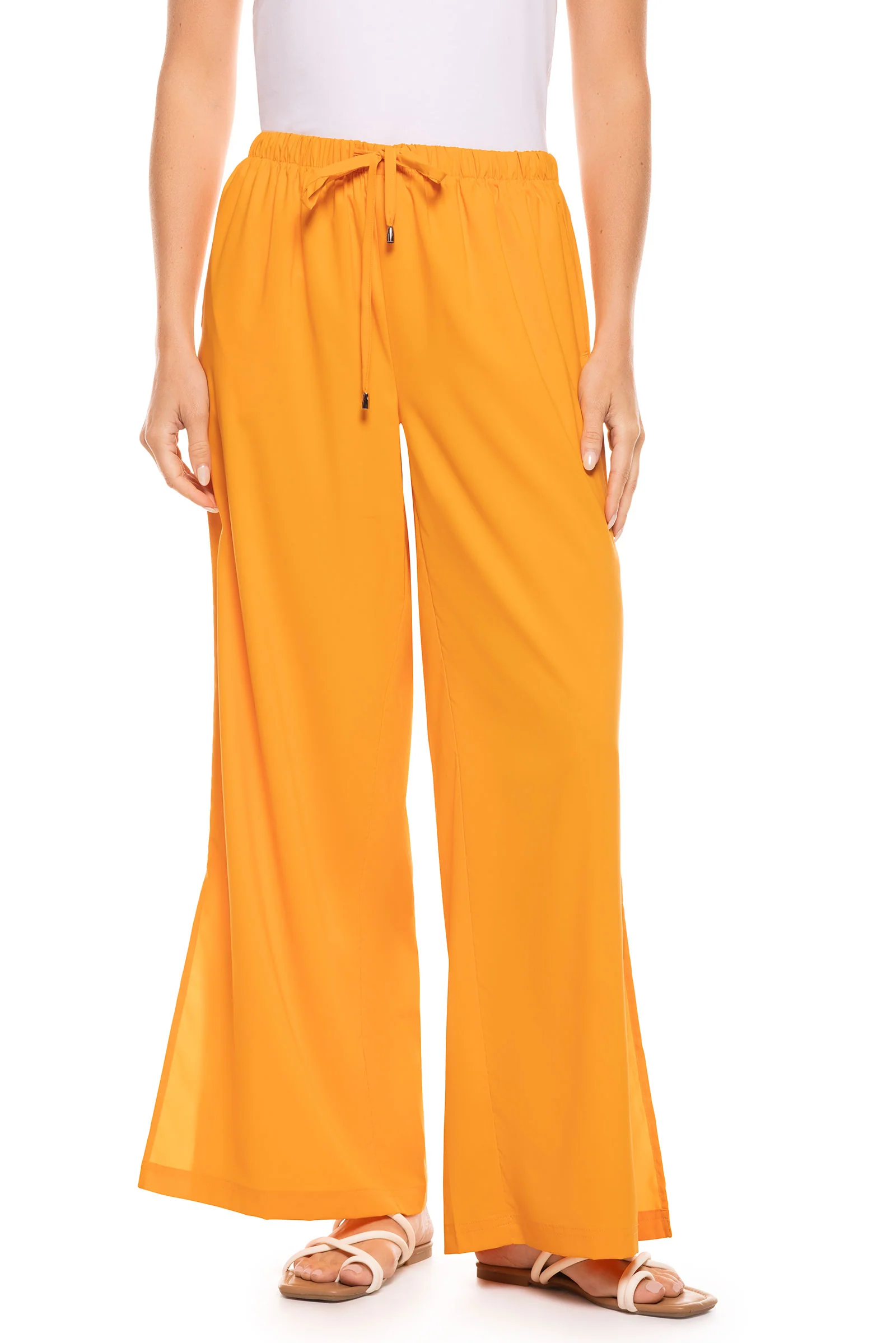 Women's Wide Leg Pants with Side Slits| Regular Parent - Image 36