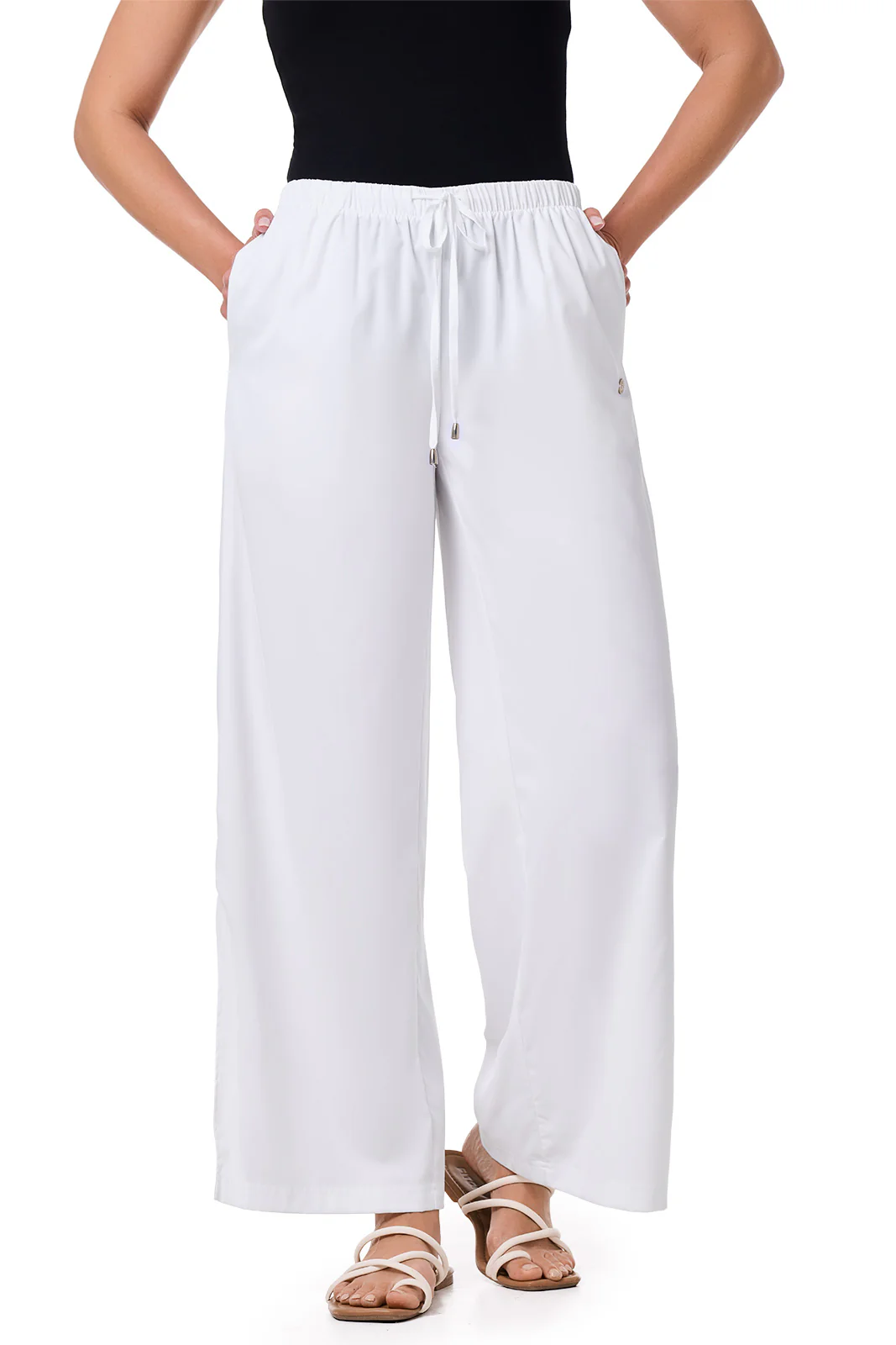 Women's Petra Wide Leg Pant | White - Image 3