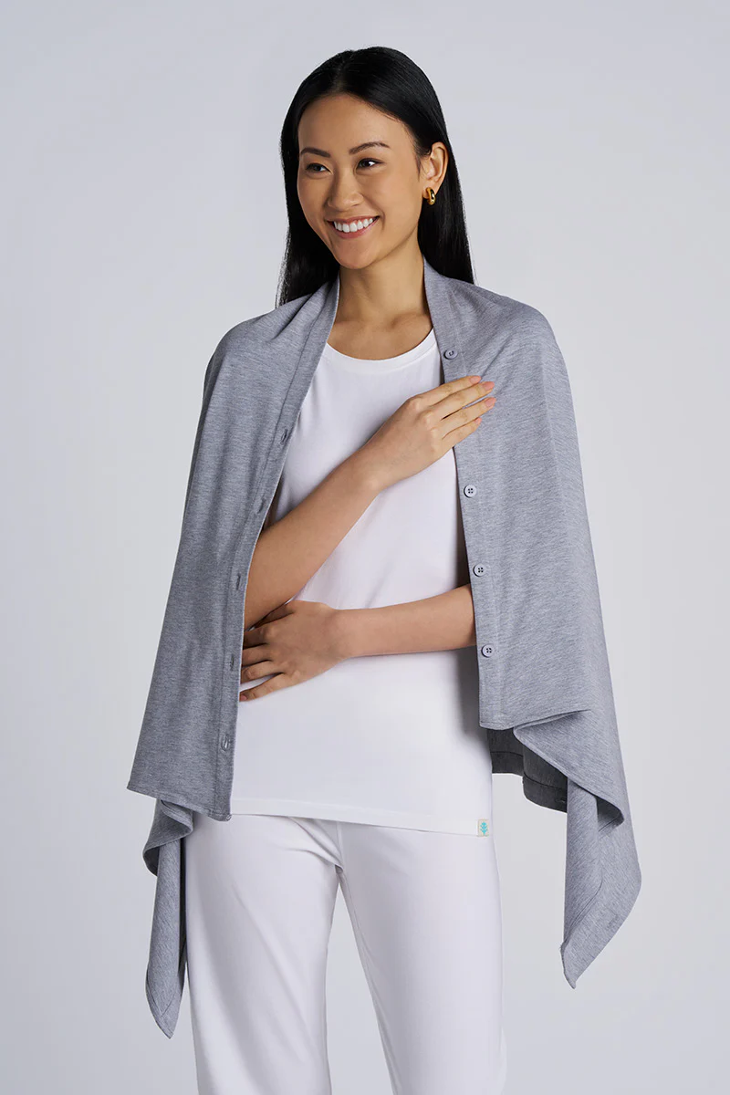 Women's Revilla Button-Up Convertible Wrap | Grey Heather - Image 3