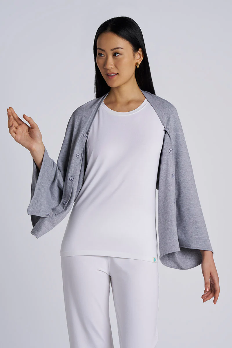 Women's Revilla Button-Up Convertible Wrap | Grey Heather - Image 4