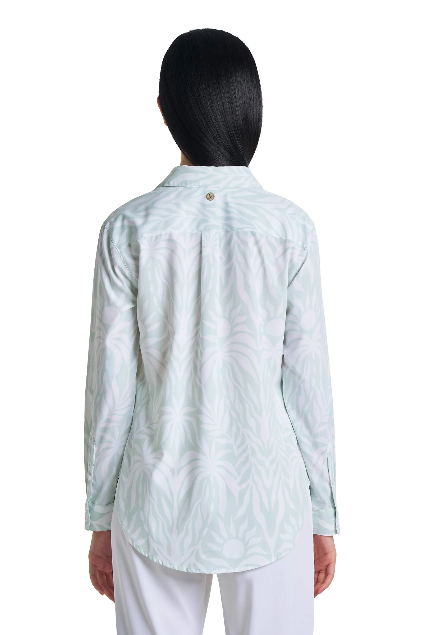 Women's Rhodes Long Sleeve Shirt | Misty Aqua American Palm - Image 4