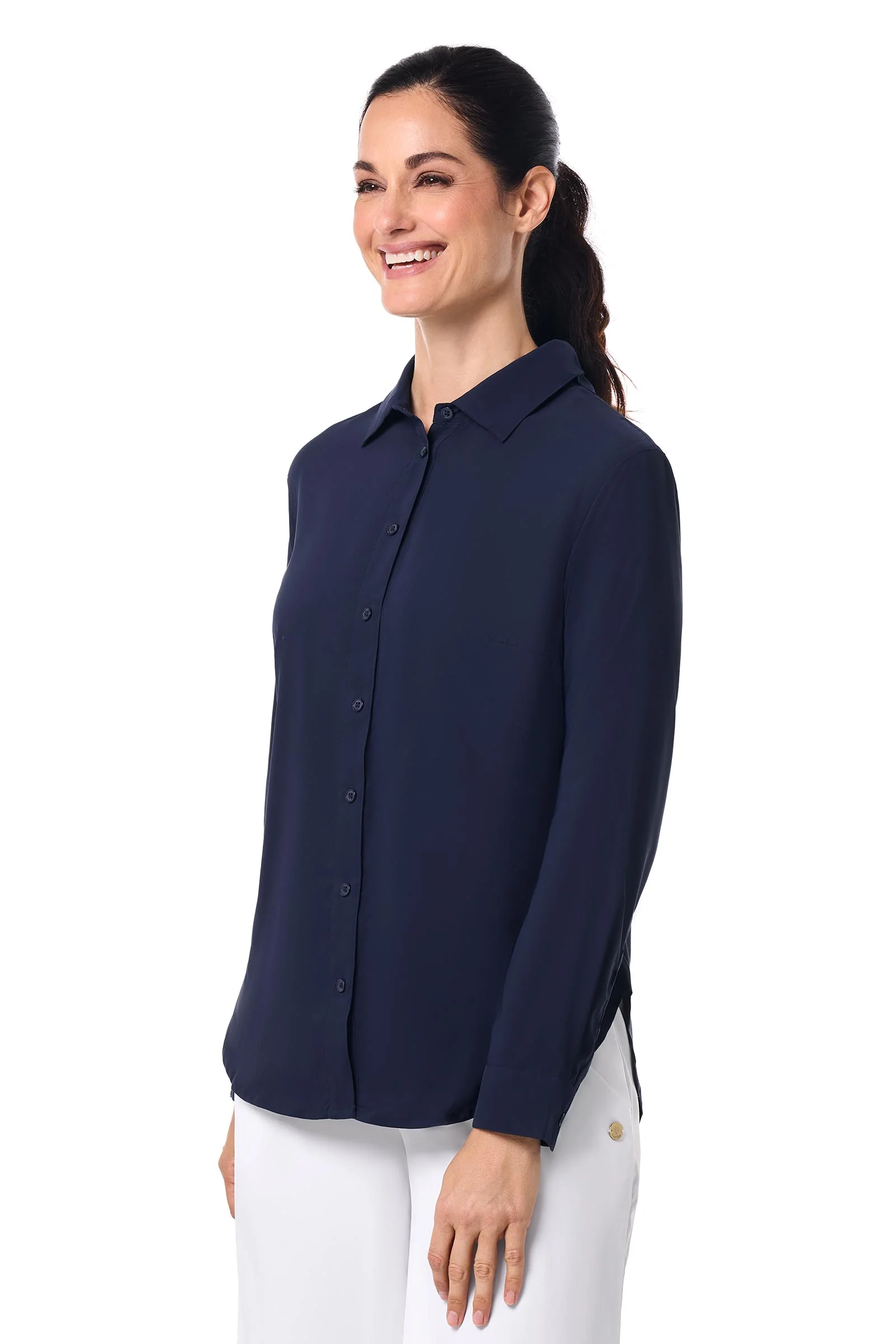 Women's Rhodes Long Sleeve Shirt | Navy - Image 3