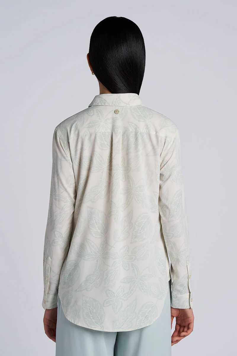 Women's Rhodes Long Sleeve Shirt | Vanilla Embroidered Leaves - Image 2