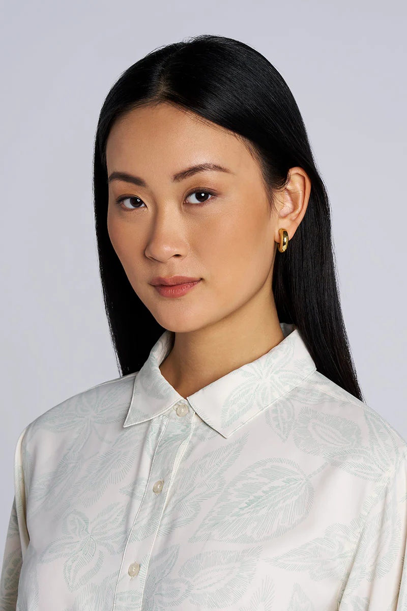 Women's Rhodes Long Sleeve Shirt | Vanilla Embroidered Leaves - Image 3