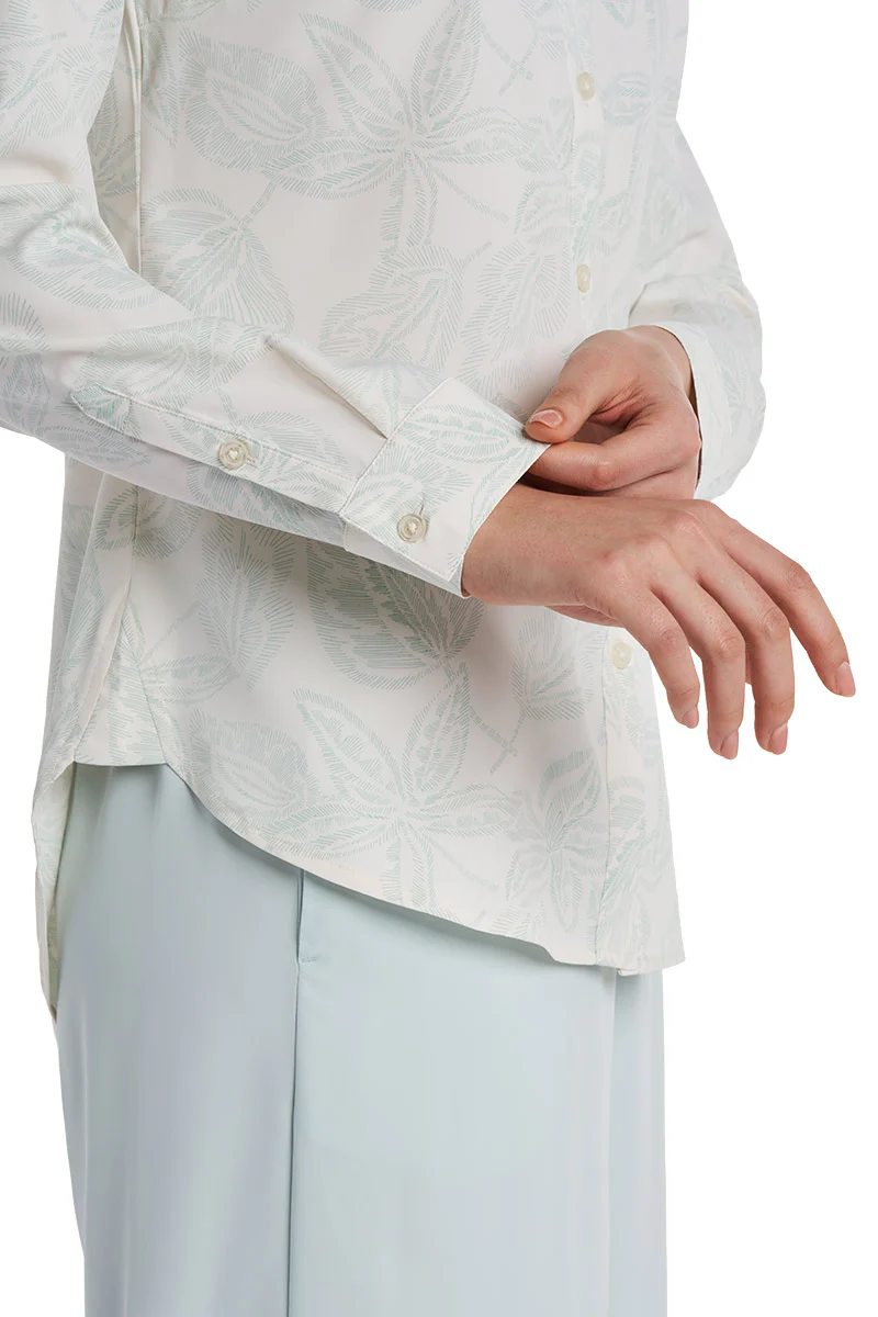 Women's Rhodes Long Sleeve Shirt | Vanilla Embroidered Leaves - Image 5