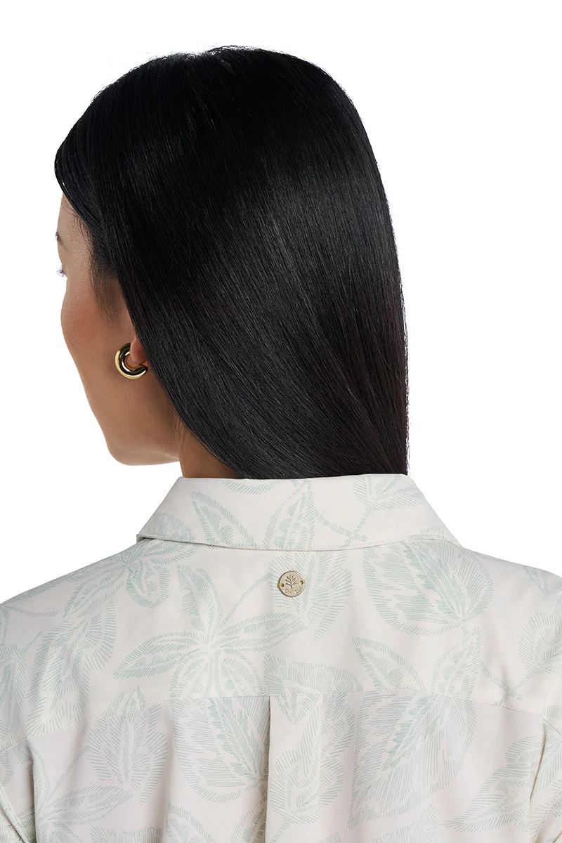Women's Rhodes Long Sleeve Shirt | Vanilla Embroidered Leaves - Image 6