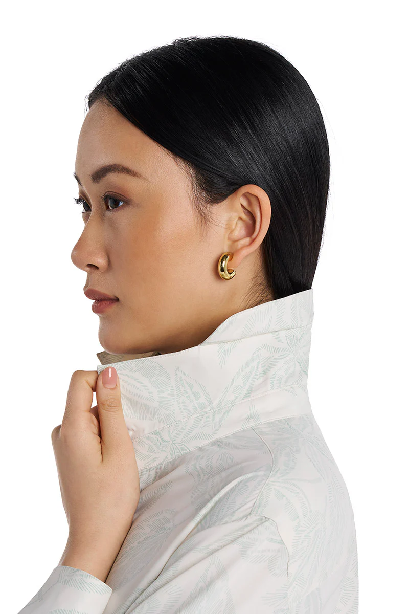 Women's Rhodes Long Sleeve Shirt | Vanilla Embroidered Leaves - Image 8
