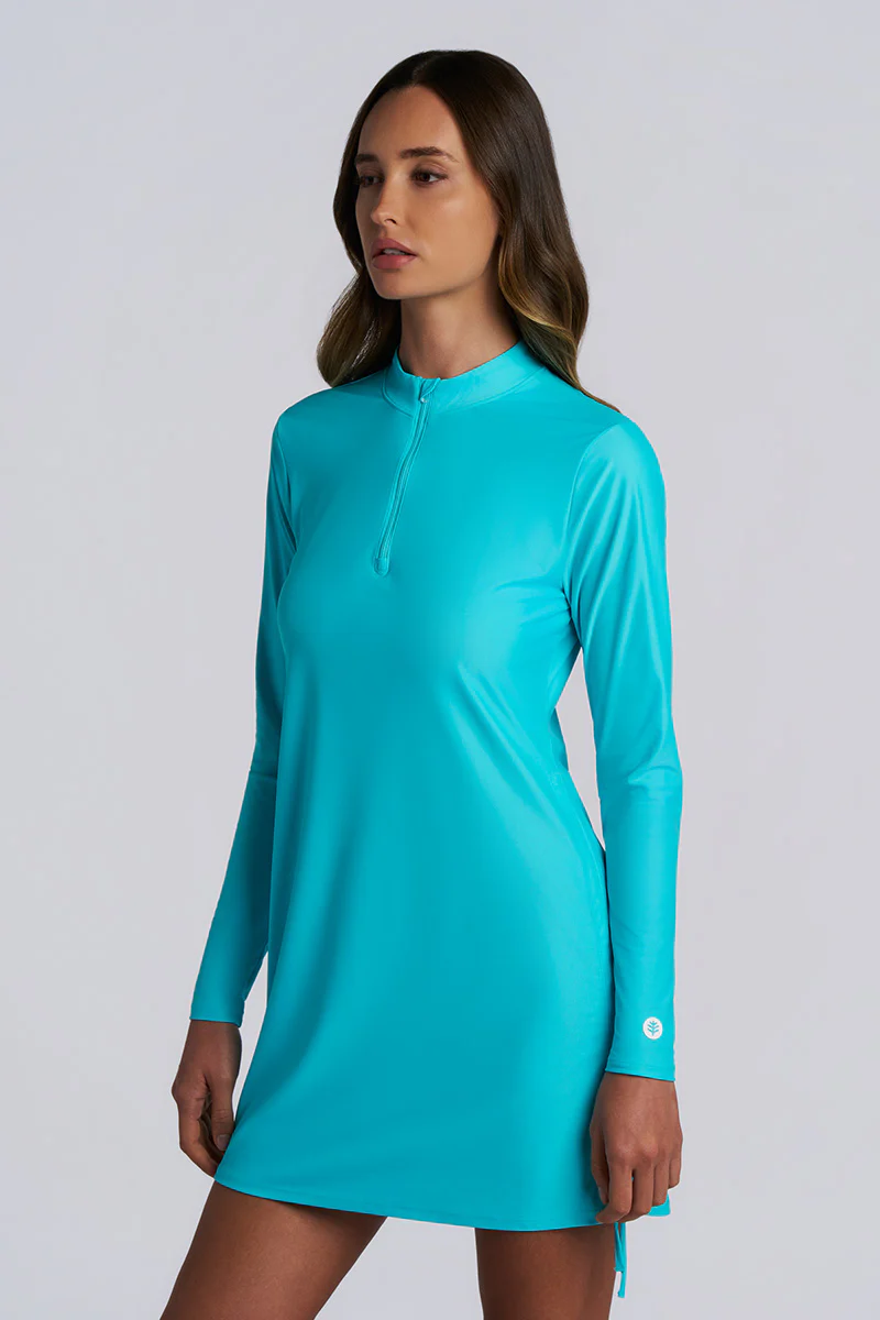 Women's Key Biscayne Ruche Swim Top | Coolibar Blue - Image 3
