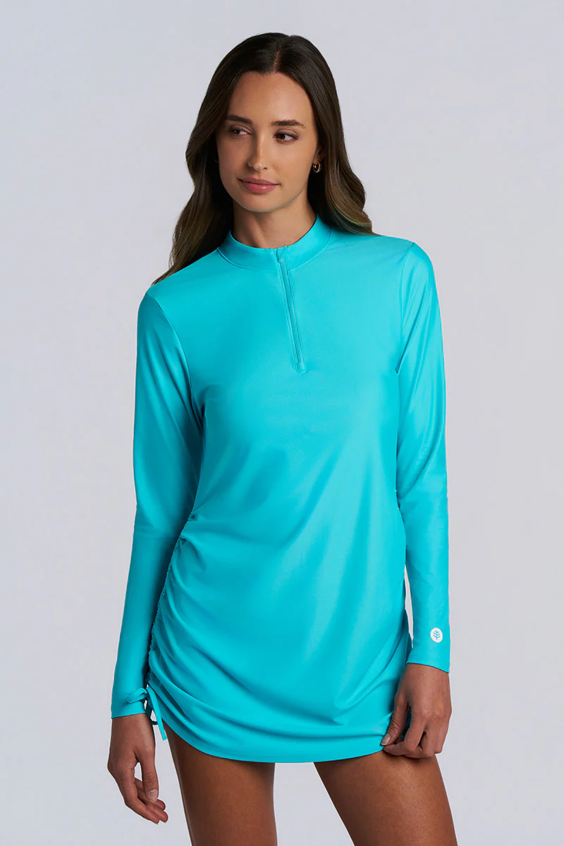 Women's Key Biscayne Ruche Swim Top | Coolibar Blue - Image 5