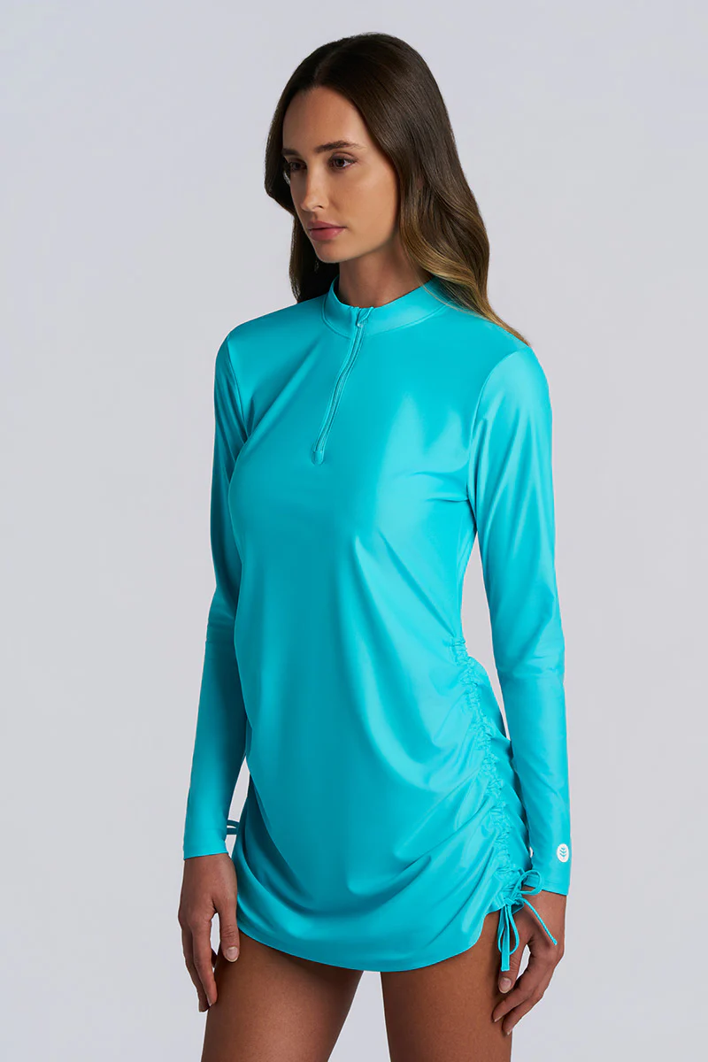 Women's Key Biscayne Ruche Swim Top | Coolibar Blue - Image 6