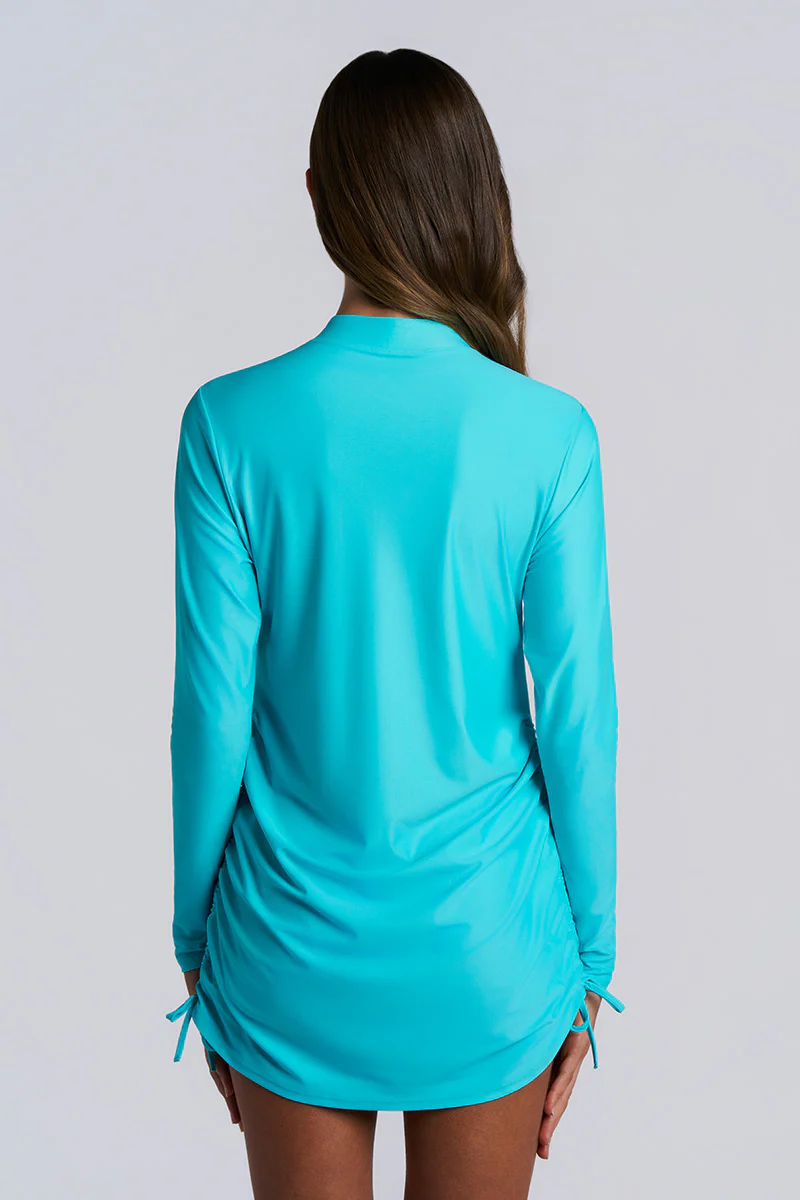 Women's Key Biscayne Ruche Swim Top | Coolibar Blue - Image 7