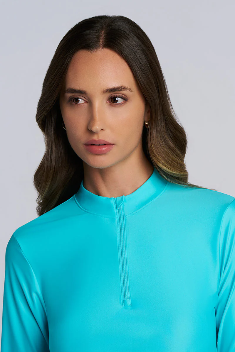 Women's Key Biscayne Ruche Swim Top | Coolibar Blue - Image 8