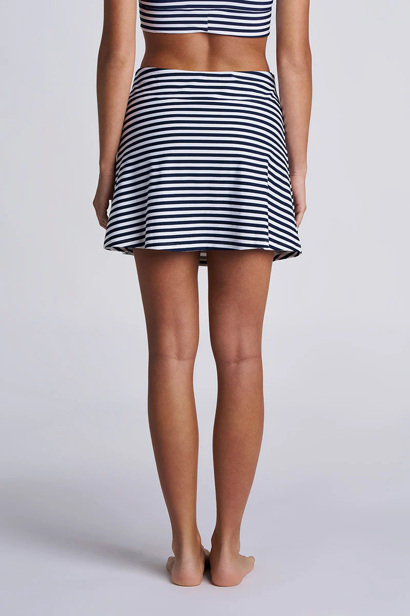 Women's Sandbar High-Waist Swim Skort | White/Navy Stripe - Image 3