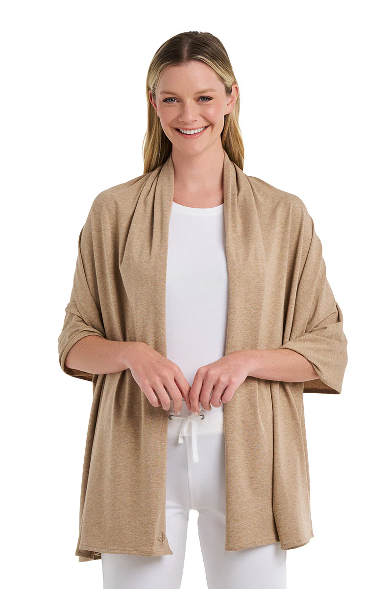 Women's Sanibel Everyday Beach Shawl | Dark Taupe Heather - Image 2