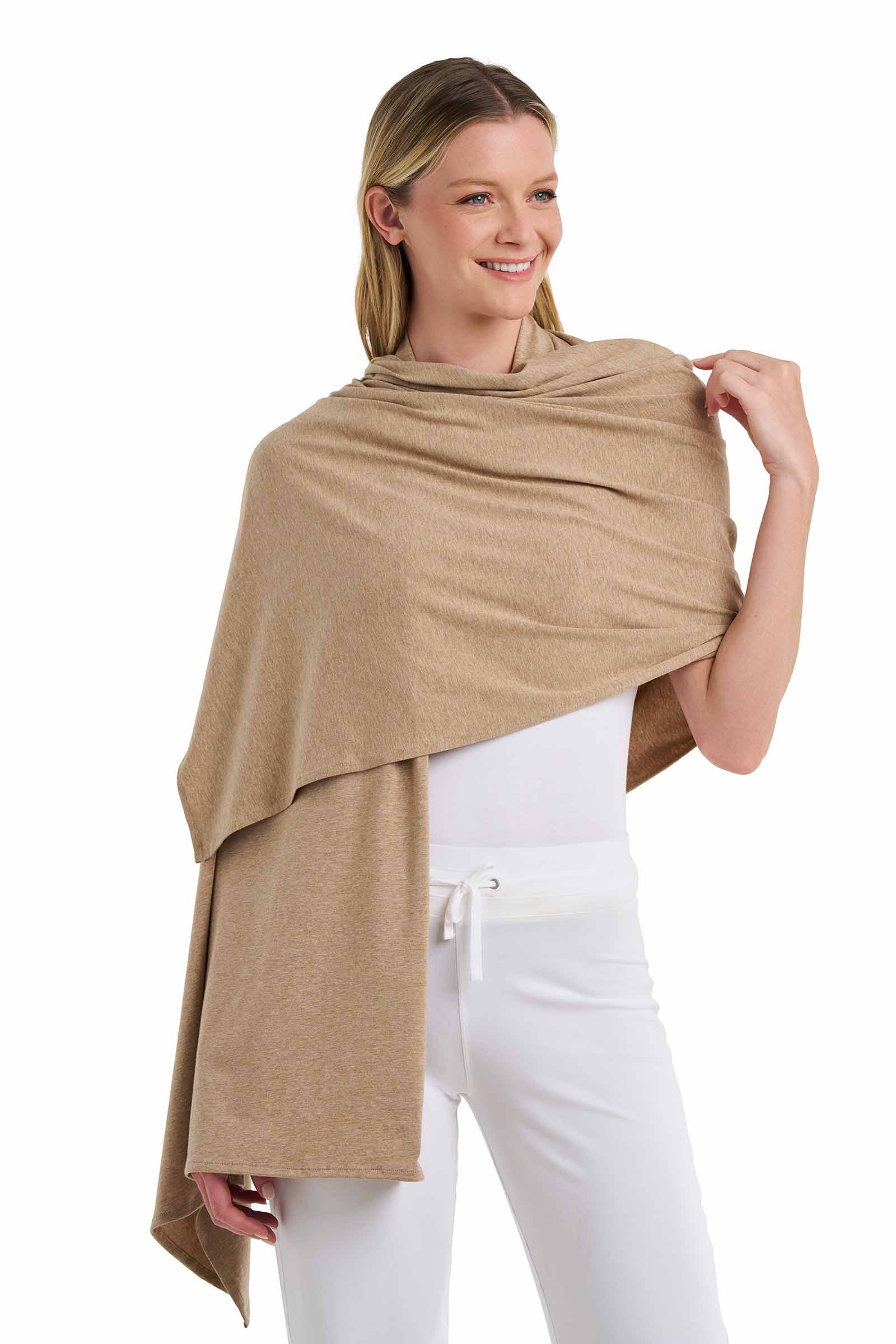 Women's Sanibel Everyday Beach Shawl | Dark Taupe Heather - Image 9