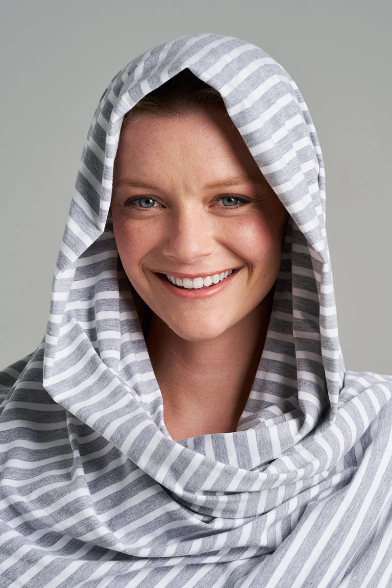 Women's Sanibel Everyday Beach Shawl | Grey/White Stripe - Image 8