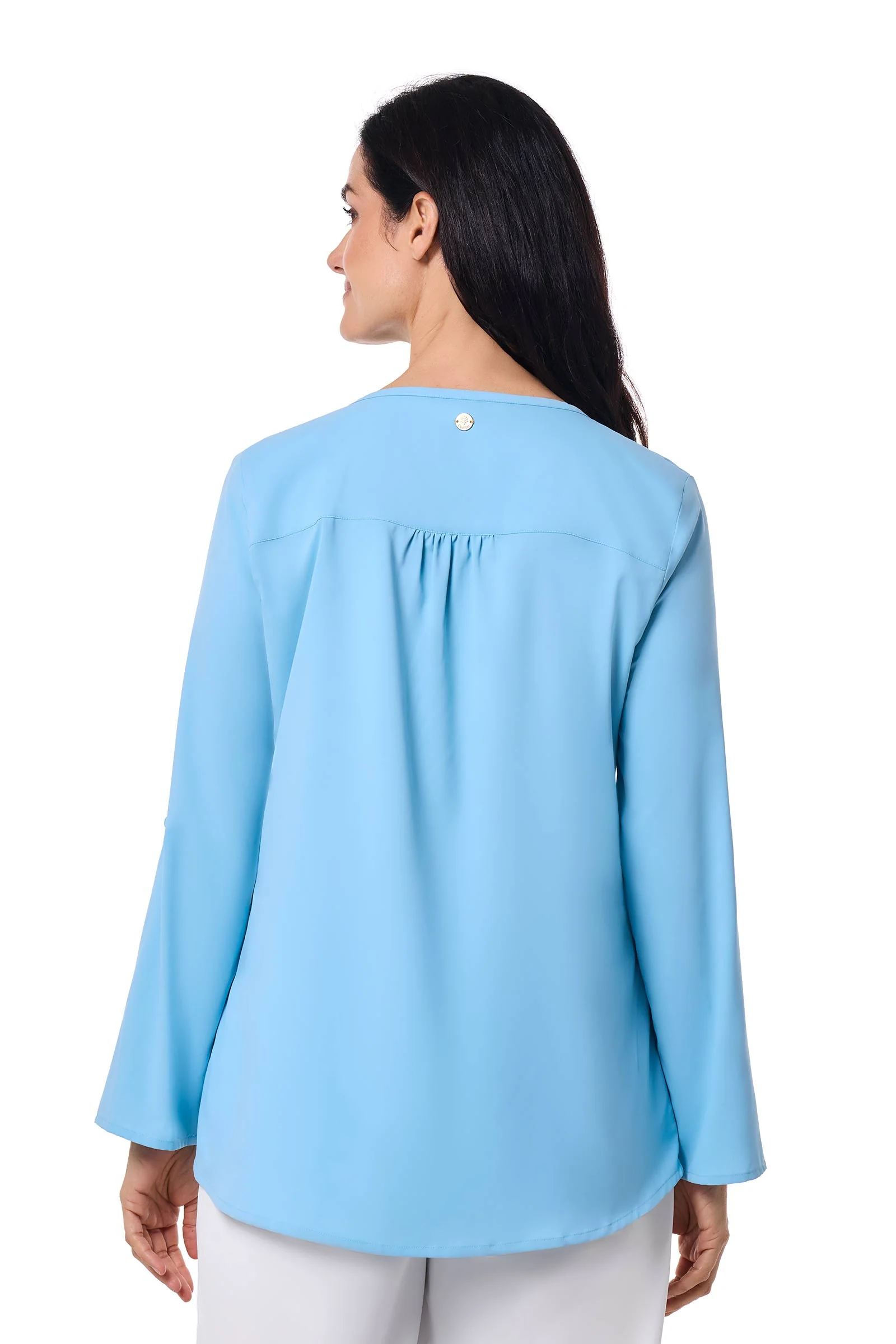 Women's Santa Barbara Tunic Top with Roll-Up Sleeves | Arctic Blue - Image 4
