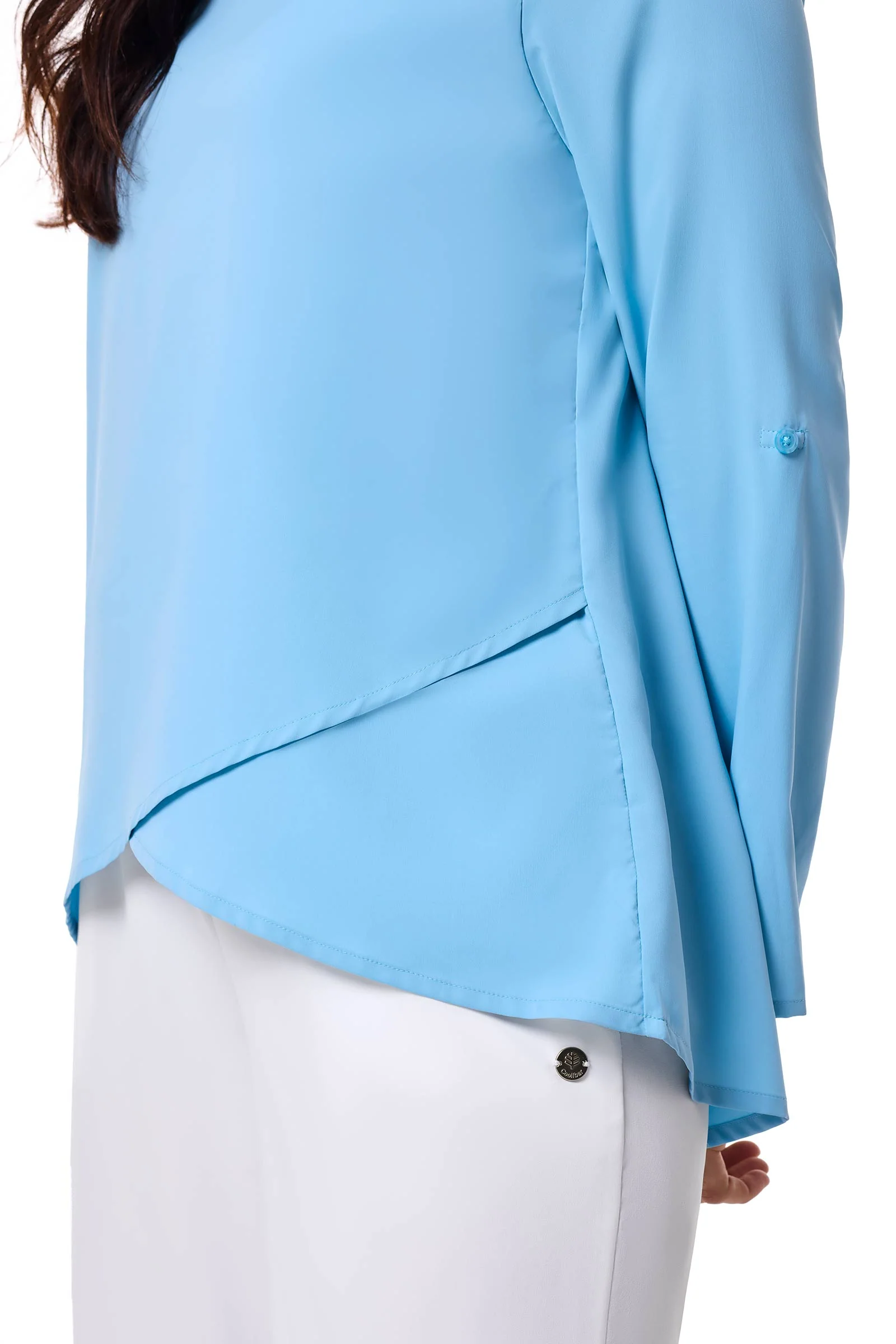 Women's Santa Barbara Tunic Top with Roll-Up Sleeves | Arctic Blue - Image 6