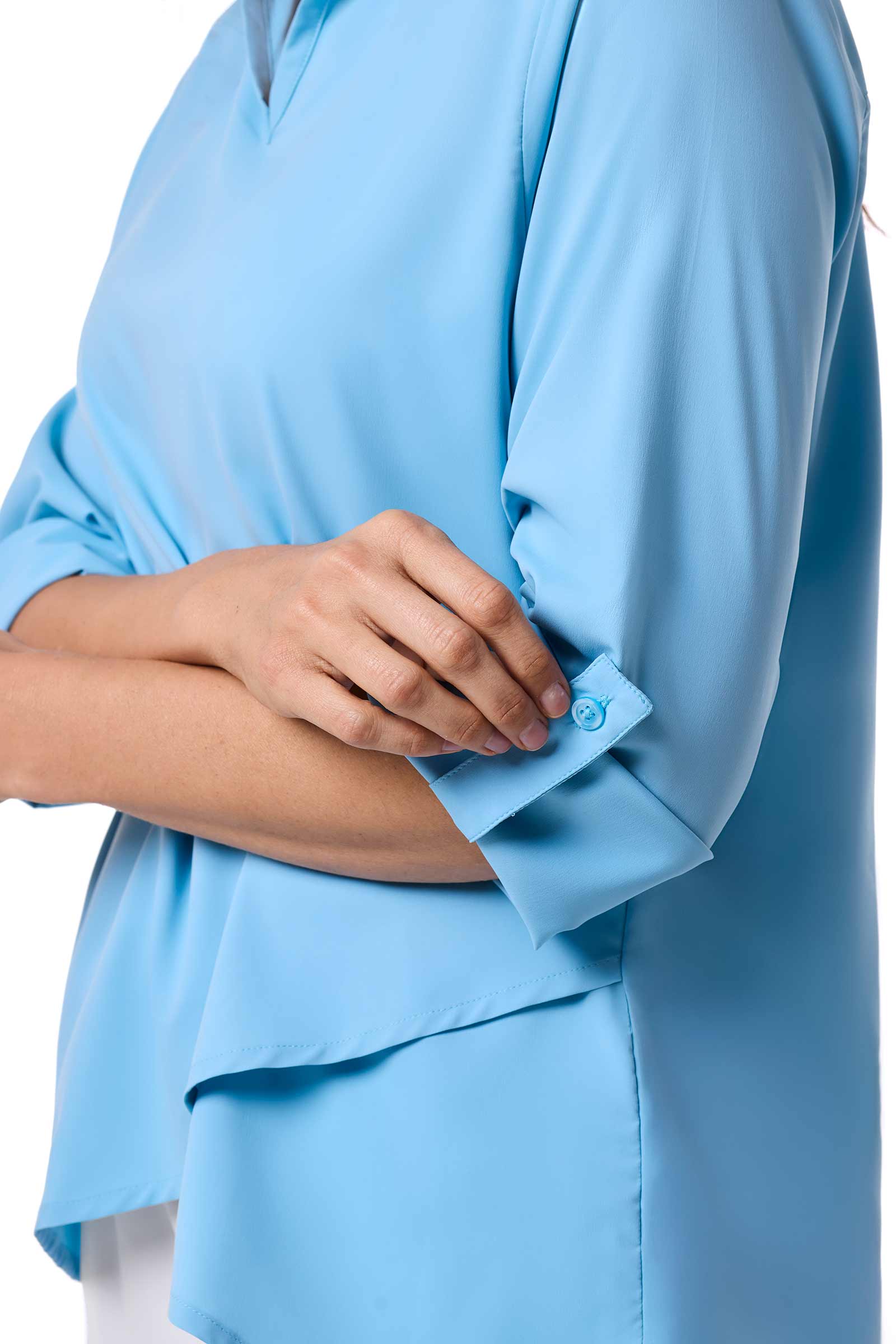 Women's Santa Barbara Tunic Top with Roll-Up Sleeves | Arctic Blue - Image 7