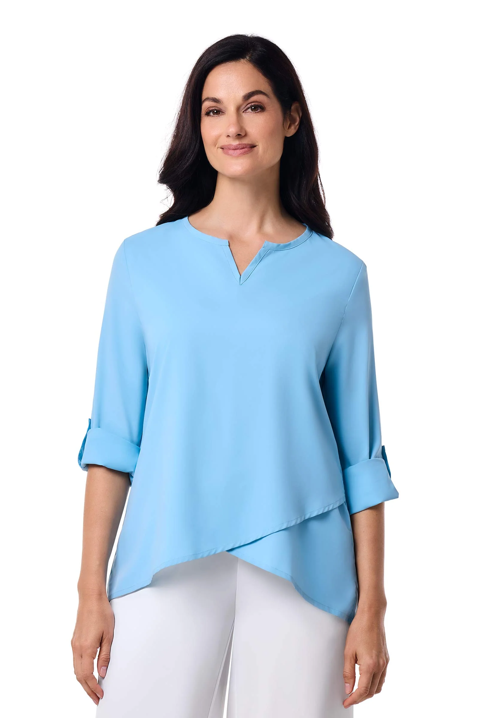 Women's Santa Barbara Tunic Top with Roll-Up Sleeves | Arctic Blue - Image 8