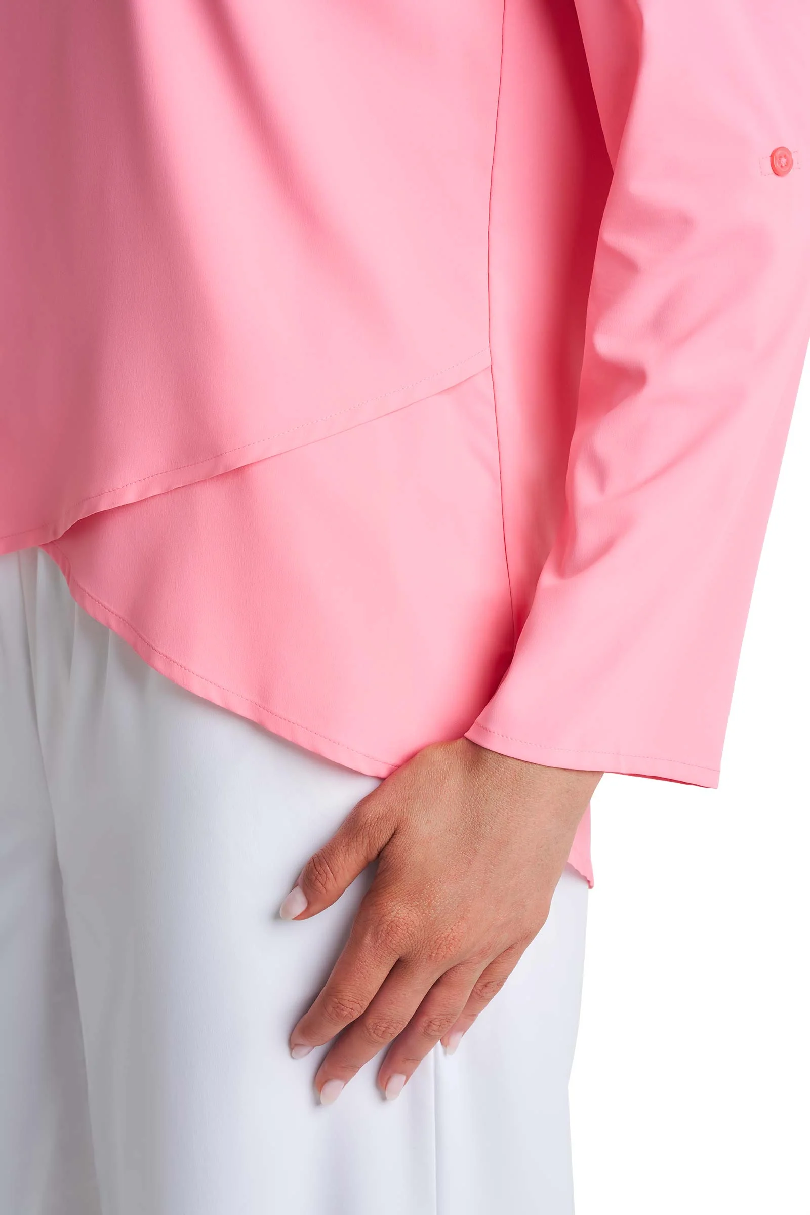 Women's Santa Barbara Tunic Top with Roll-Up Sleeves | Flamingo Pink - Image 8