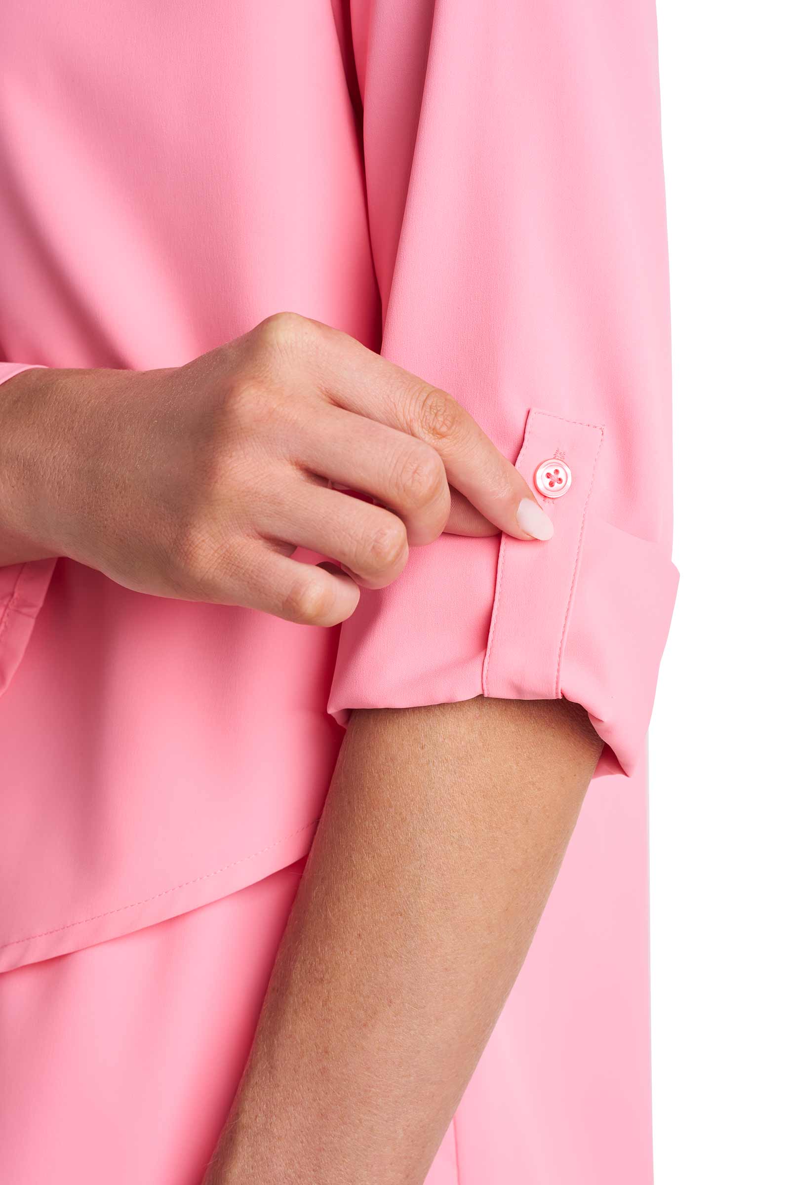 Women's Santa Barbara Tunic Top with Roll-Up Sleeves | Flamingo Pink - Image 9