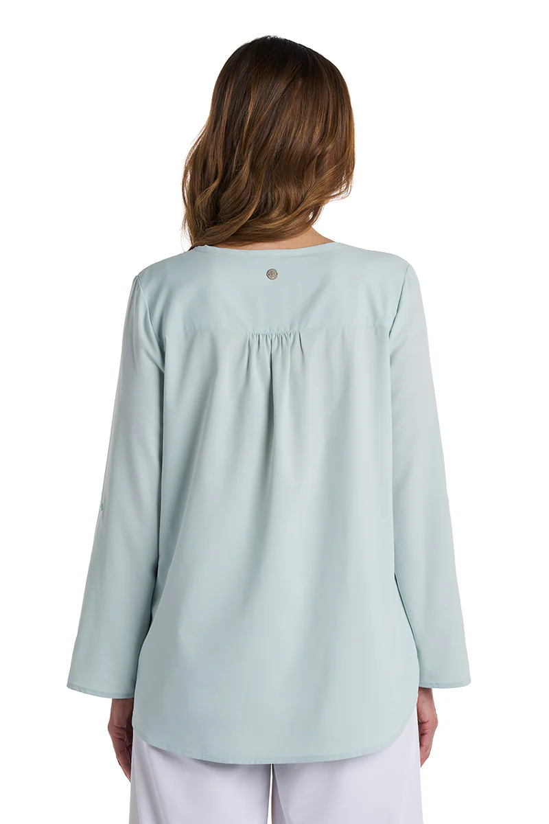 Women's Santa Barbara Tunic Top with Roll-Up Sleeves | Misty Aqua - Image 3