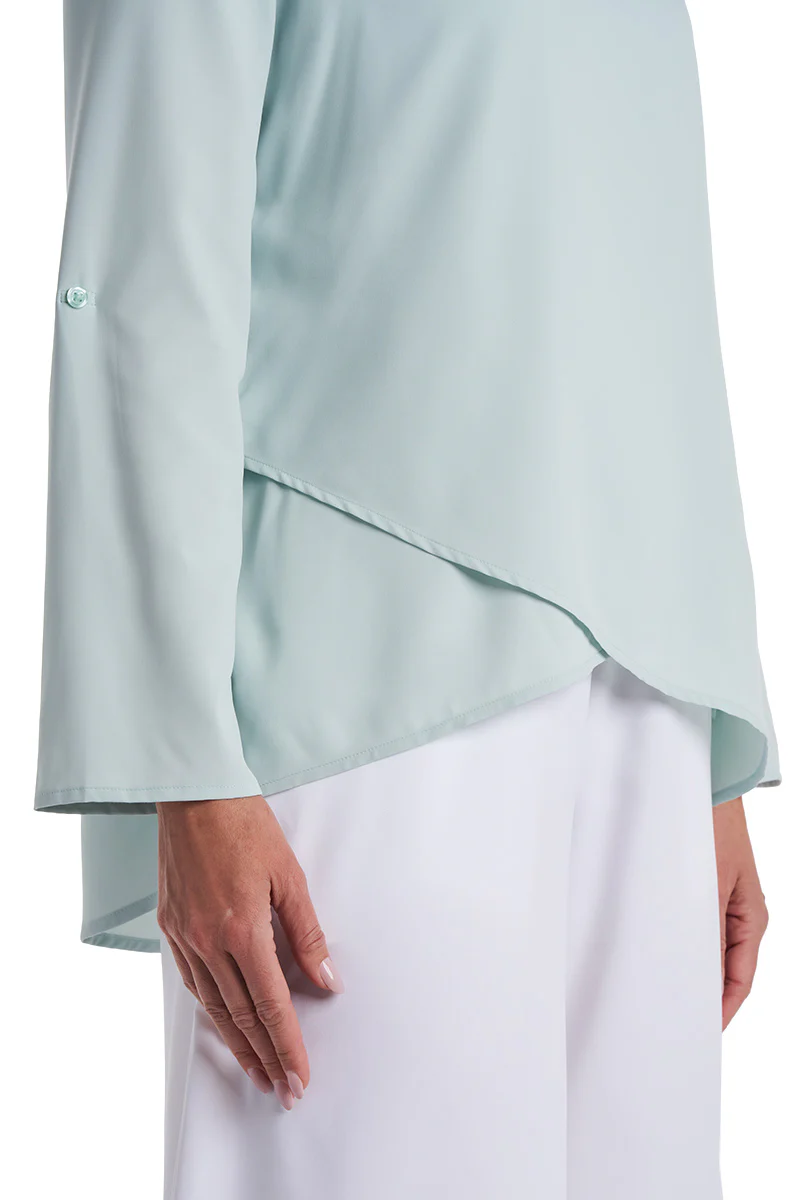 Women's Santa Barbara Tunic Top with Roll-Up Sleeves | Misty Aqua - Image 6