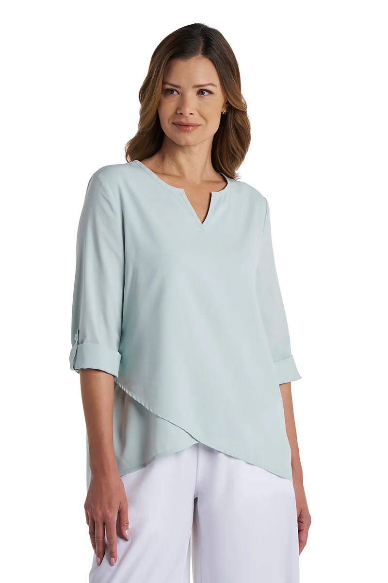 Women's Santa Barbara Tunic Top with Roll-Up Sleeves | Misty Aqua - Image 8