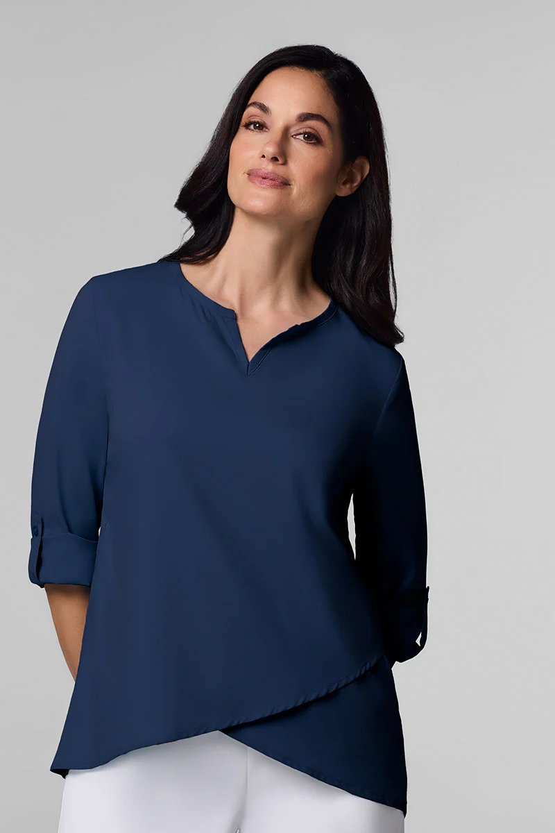 Women's Santa Barbara Tunic Top with Roll-Up Sleeves | Navy