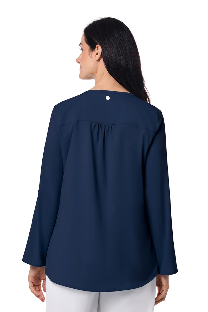 Women's Santa Barbara Tunic Top with Roll-Up Sleeves | Navy - Image 4