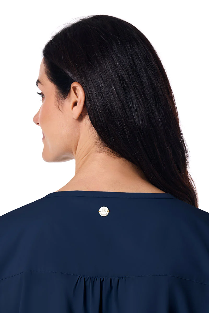 Women's Santa Barbara Tunic Top with Roll-Up Sleeves | Navy - Image 5