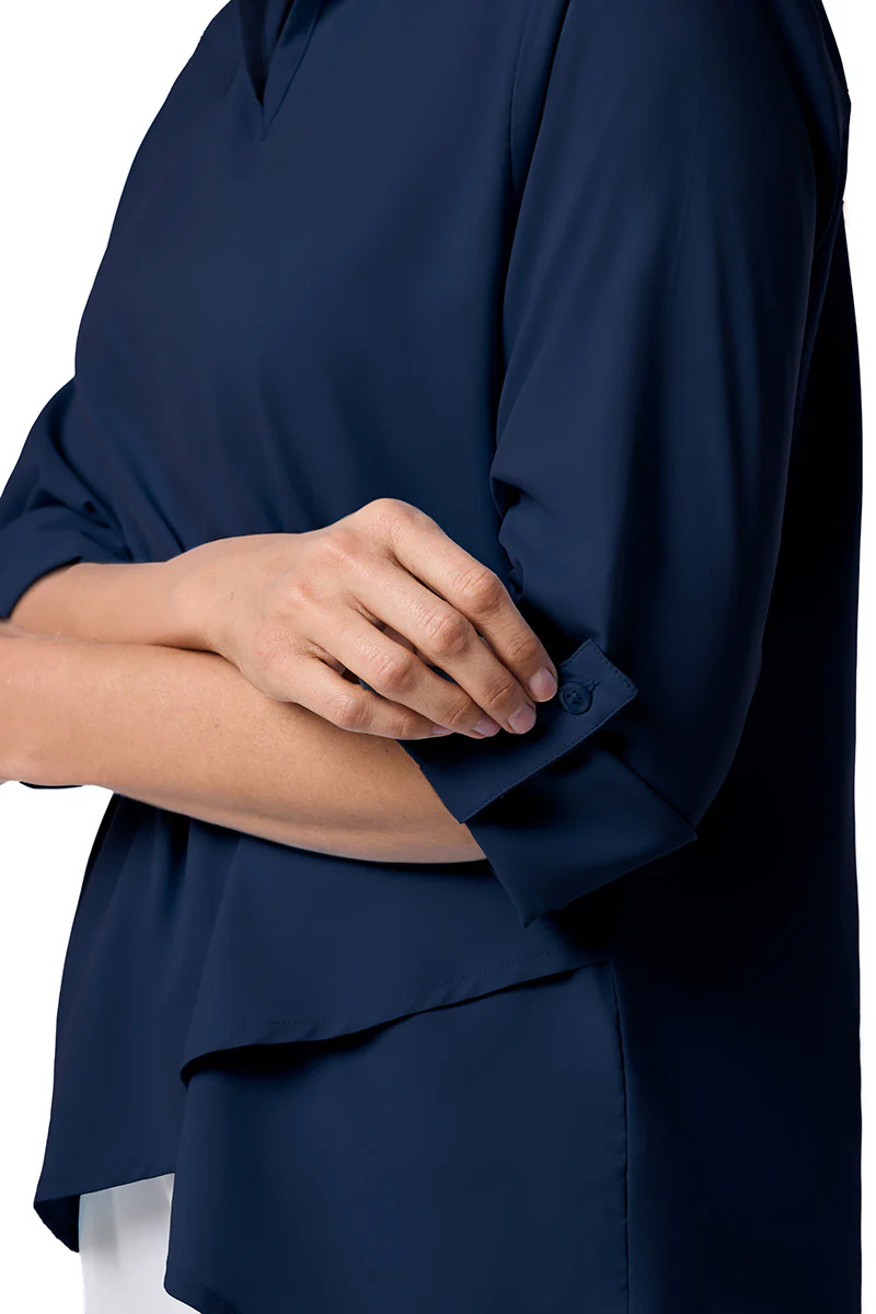 Women's Santa Barbara Tunic Top with Roll-Up Sleeves | Navy - Image 7