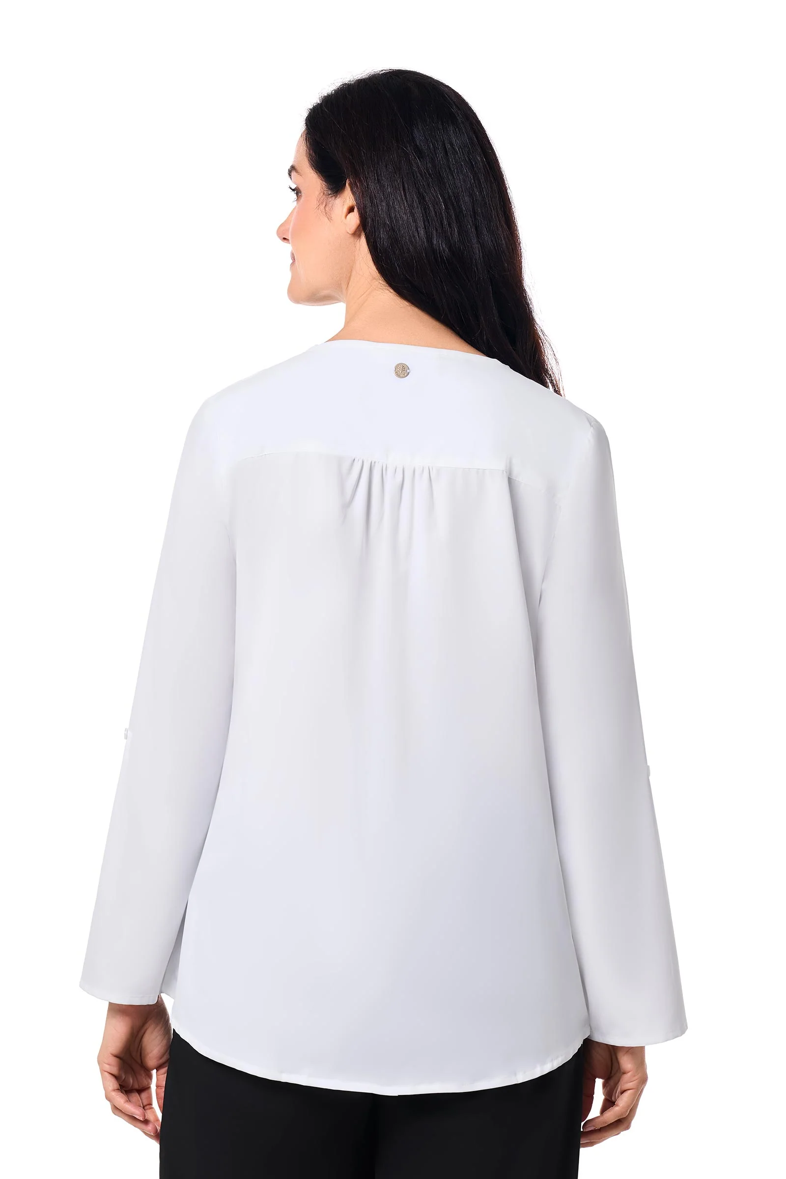 Women's Santa Barbara Tunic Top with Roll-Up Sleeves | White - Image 3