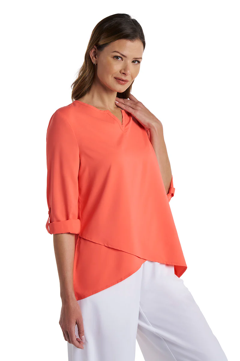 Women's Santa Barbara Tunic Top with Roll-Up Sleeves | Coral Reef - Image 10