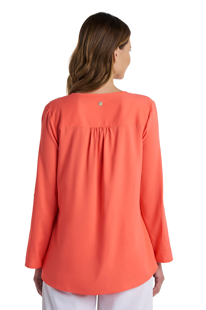 Women's Santa Barbara Tunic Top with Roll-Up Sleeves | Coral Reef - Image 4