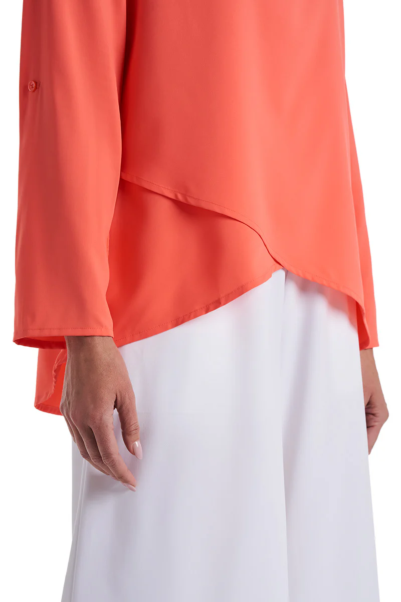 Women's Santa Barbara Tunic Top with Roll-Up Sleeves | Coral Reef - Image 7