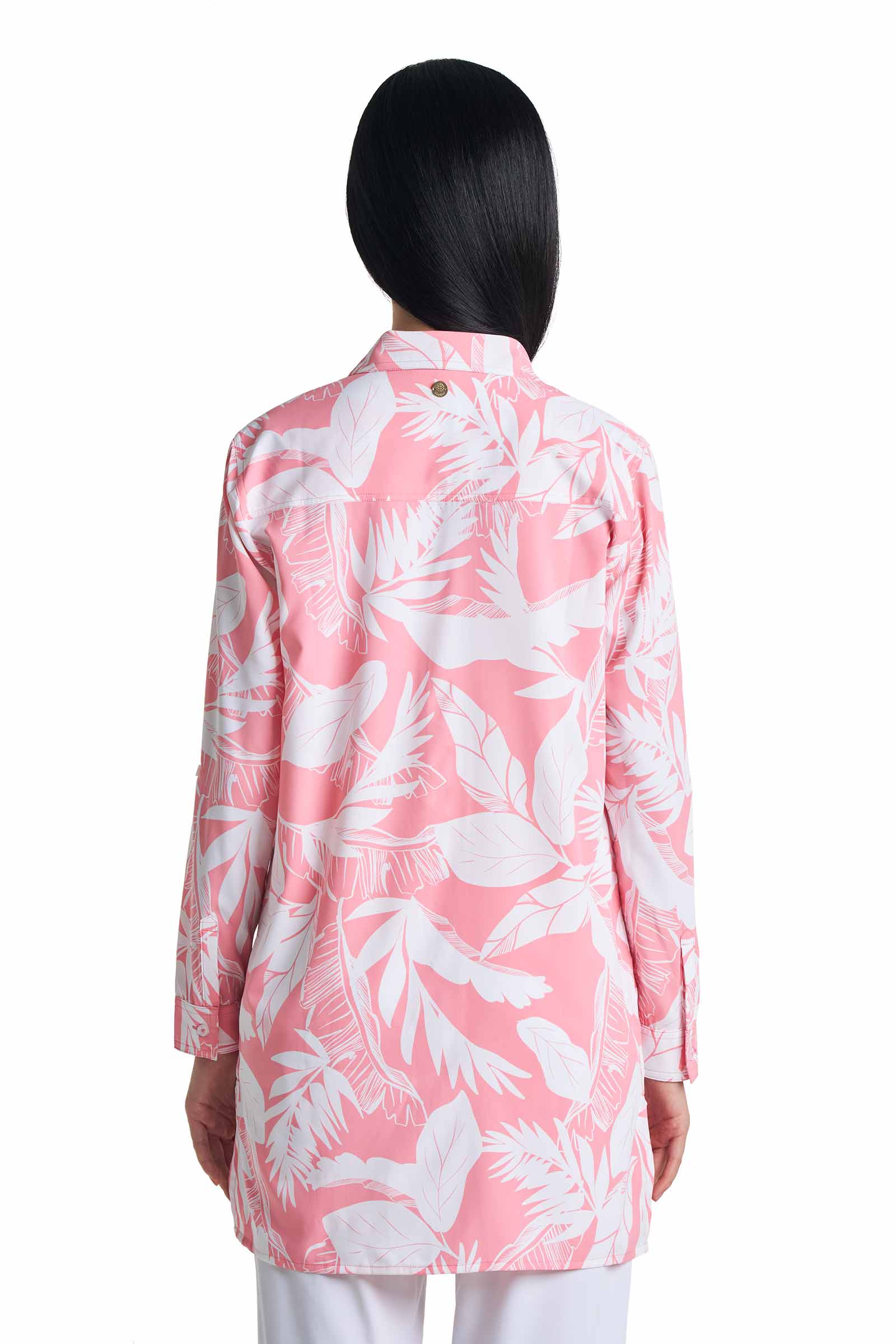 Women's Santorini Tunic Shirt | Flamingo Pink Palm Paradise - Image 4