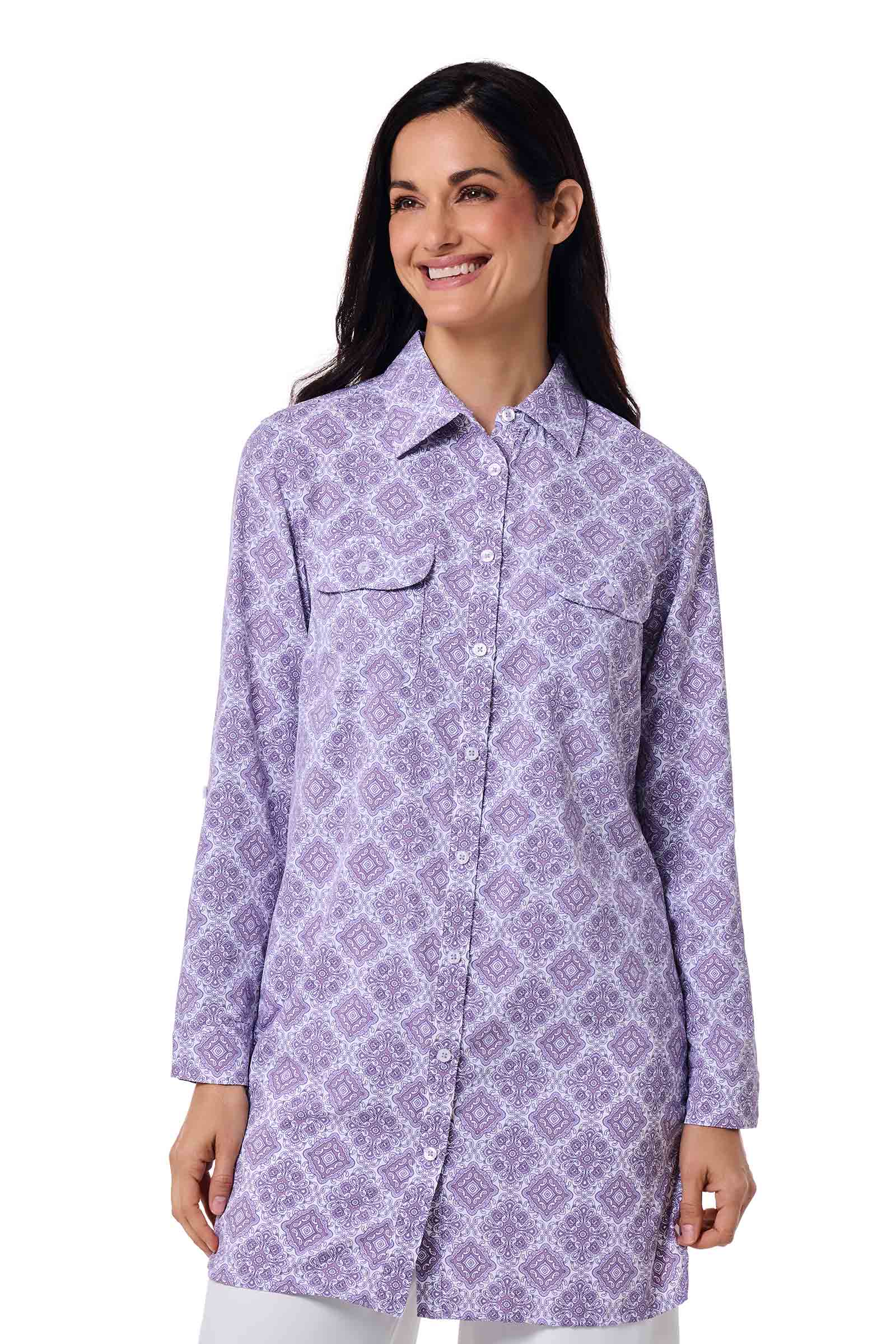 Women's Santorini Tunic Shirt | Lavendula Diamond Mandala - Image 3