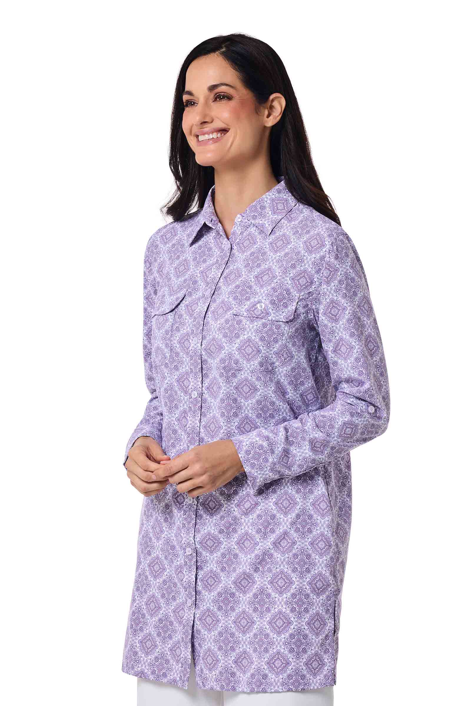 Women's Santorini Tunic Shirt | Lavendula Diamond Mandala - Image 4